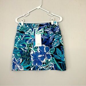 NWT Swing Sz 4 Control Hibiscus Blue Floral Stretch Golf Skort Skirt Athletic